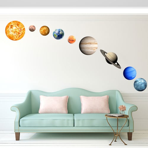 Solar System Glow Wall Stickers in the Dark,DIY Luminous Wallpaper