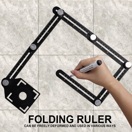 Folding Ruler Tile Holes 6 Positioning Template Multi Angle Rulers w Drill Guide 