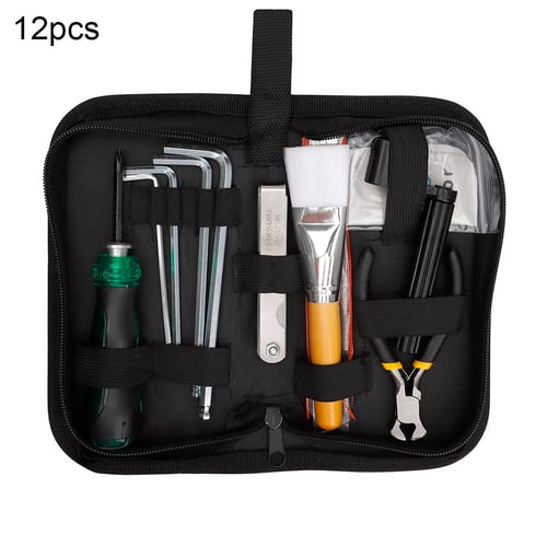 Fingerboard Protector with Ruler Gauge Guitar Repairing Tools Kit Black Measuring Tool Setup Kit with Carry Bag For Guitar Repair and Maintenance Tool 20Pcs String Organizer Maintenance Tool Set