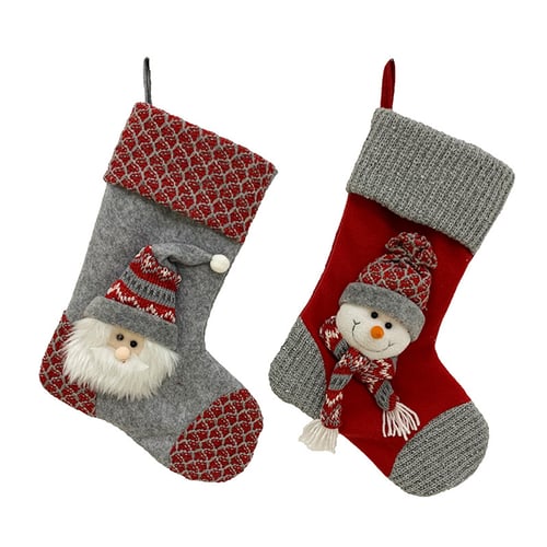 Christmas Snowman Candy Gift Bag Plush Tree Hanging  Socks Bag Santa Claus Decor 