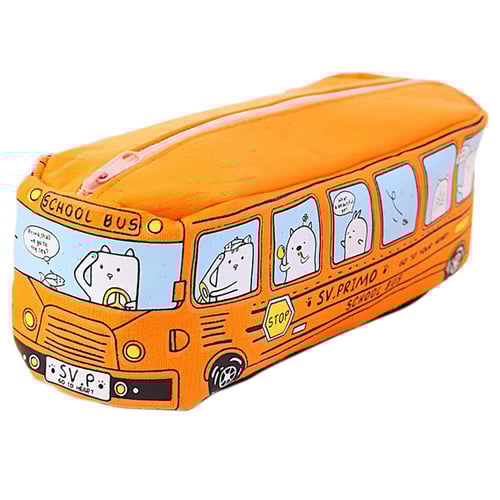 Animals School Bus Pencil Case Makeup Bag Large Capacity  Storage Cute 