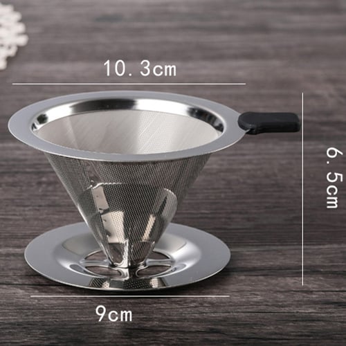 Pour Over Coffee Dripper Stainless Steel  Slow Drip Coffee Filter Metal Cone 