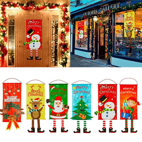 Merry Christmas Banner Flag Door Window Hanging Ornament Home Xmas Party Decor 