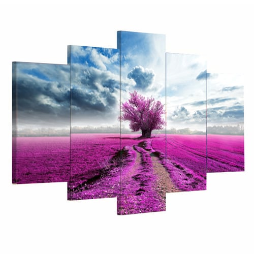 Home Decor Lavender Purple Flower Canvas Prints Painting Picture Wall Art 5pcs Home Decor Lavender Purple Flower Canvas Prints Painting Picture Wall Art 5pcs