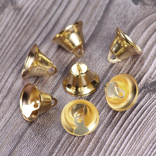 10x Small Gold Jingle Bell Copper Metal Fits Festival Jewelrys Pendants Decor LL