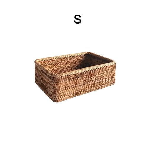 Handmade Rectangular Weaving Rattan, Storage Box Wicker Baskets