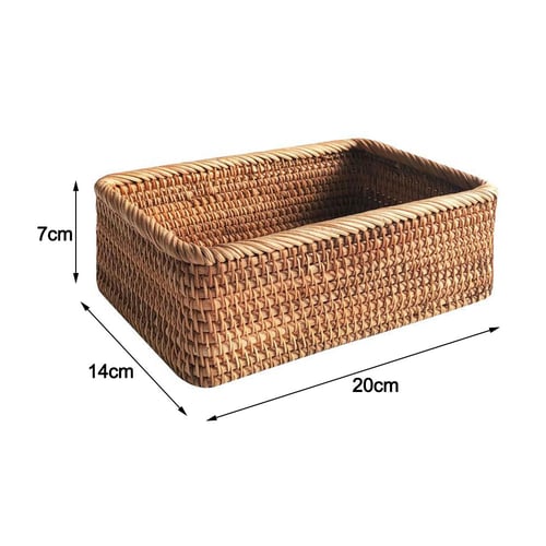 Weaving Handmade Rattan Wicker-Storage Basket Fruit Food Picnic Storage Box Tray 