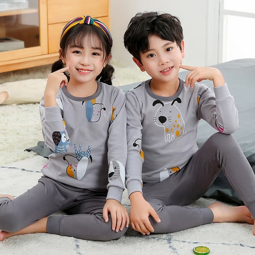 Kids 2-piece Cotton Stretchy Sleepwear Gray Shark Jinbei Kimono Style 2T