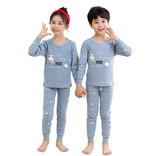 Baby Kid Toddler Boy Girl Cartoon Tops Pants Pajamas Sleepwear Nightwear PJs Set 