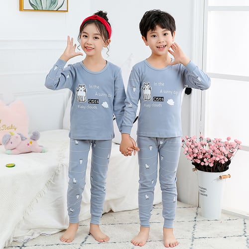 Kids Baby Boys Cartoon Pajamas Outfits T-shirt+Pants Sleepwear Sets Nightwear