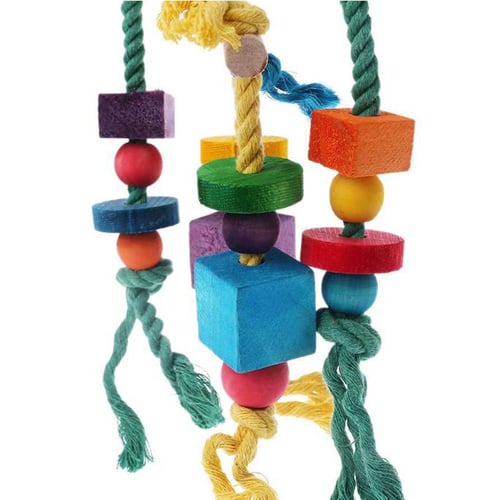 Hanging Parakeet Cage Toys Chew Toys Bird Bell String Suspension Bridge Chain 