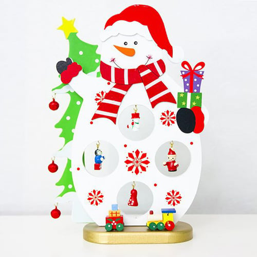 Cartoon Christmas Desktop Decorations Wooden Snowman Figurines Party Supplies For Home Office Children Present - Home Cartoon Party Decorations