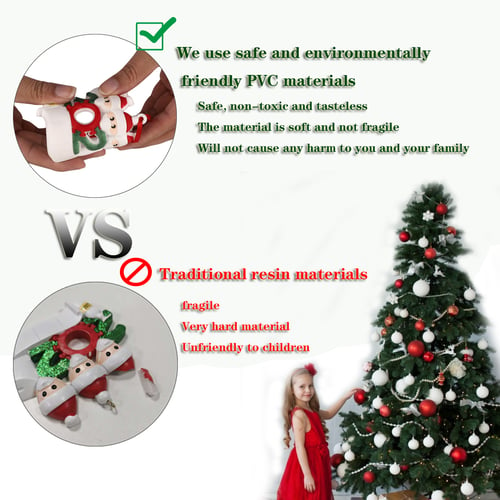 2020 Xmas Christmas Tree Hanging Face Mask Snowman Pendant Family Ornament Gifts 