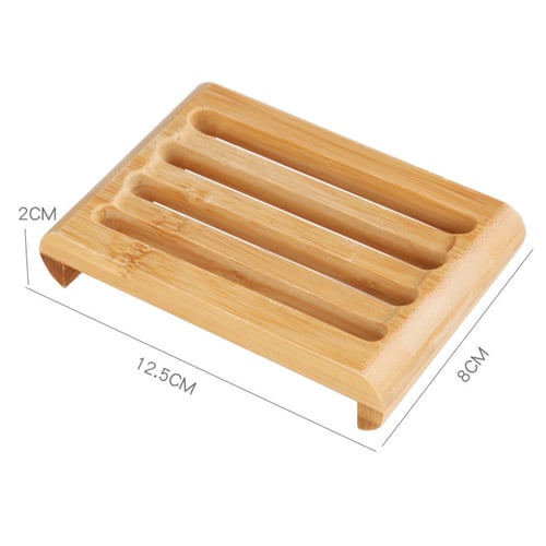 2 pcs Handmade Wood Bamboo Soap Dish Tray Case Holder Bathroom Storage Box 