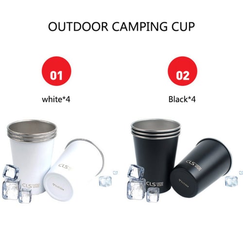 4Pcs Stainless Steel Camping Foldable Cup Universal Travel Coffe Tea Outdoor Mug 