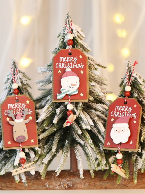 Wood Christmas Elk Deer Ornaments Xmas Tree Hanging Decoration Pendant Kids Gift 
