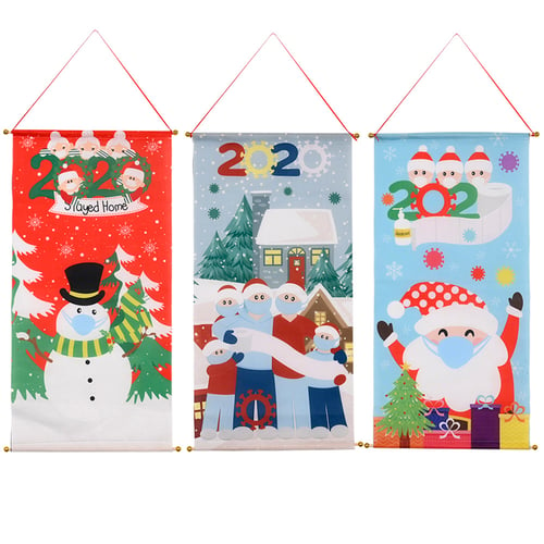 Christmas Hanging Cloth Flag Window Decor Ornaments For Holiday Home Garden Decorations Supplies Snow Man 76 38cm - Home And Garden Holiday Decorating