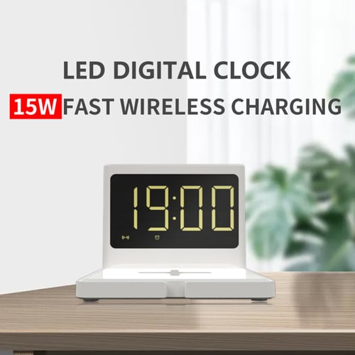 Luckychild 3 In 1 Multifunction Multi Functional Alarm Clock 15w Mobile Phone Wireless Charger Fast Charging Desktop Digital Clocks 2 Colors Multi Functional Alarm Clock 15w Mobile, Multi Function Desktop Alarm Clock Wireless Charger