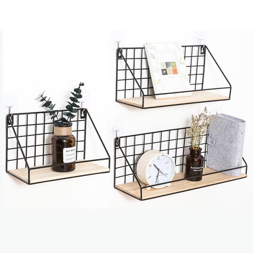 3 PCS Wall Hanging Shelf Shelves Wood for Bathroom Living Room Bedroom Office 