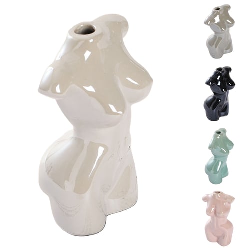 Nordic Nude Female Body Vase Ceramic Art Flower Pot Women Statues Ornament Decor