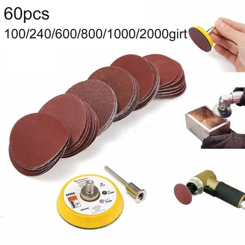 60pcs 50mm Sanding Disc Sandpaper with  Backing Pad for Dremel Rotary Tool 