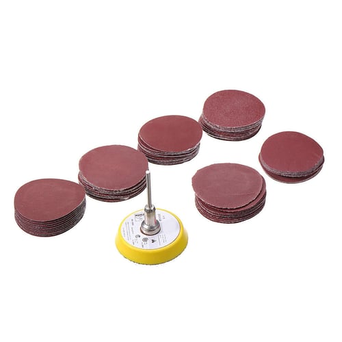 60pcs 50mm Sanding Disc Sandpaper With Backing Pad Shank For Dremel Rotary Tool 