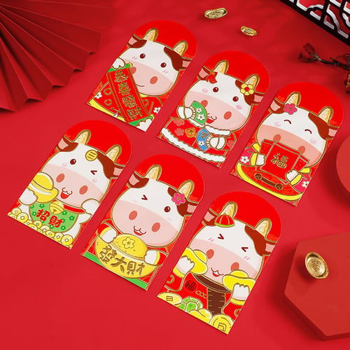 2021 Chinese Red Lucky Envelopes  Creative Money Bags New Year'S Red Packet 