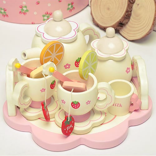 Coffee Tea Set Kitchen Pretend Play Children Educational Wooden Toy Gift 