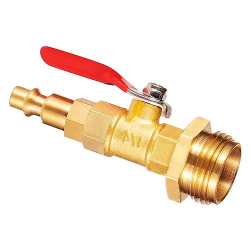 Winterize Blowout Adapter Winterizing Quick Adapter with Ball Valve with 1/4 Inch Connecting Plug and 3/4 Inch Male GHT Thread Brass Made 3/4 Inch Female Thread Brass Adapter and Roll of Tape 