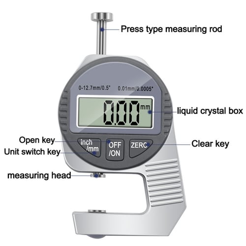 0-12.7mm Portable LCD Digital Thickness Gauge Meter Micrometer Tester New 