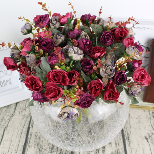21-Head Artificial Silk Rose Flowers Wedding Decor Bouquet Valentine's Day Gifts 