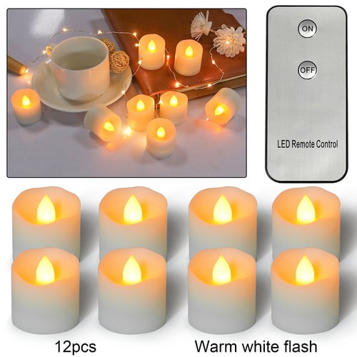 12Pcs Remote Control LED Tea Lights Battery Operated Candles fr Party Decoration 