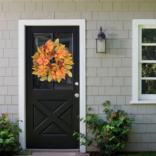 40cm Artificial Leaves Wreath Green Leaf Door Window Hanging Rattan Home Decor 