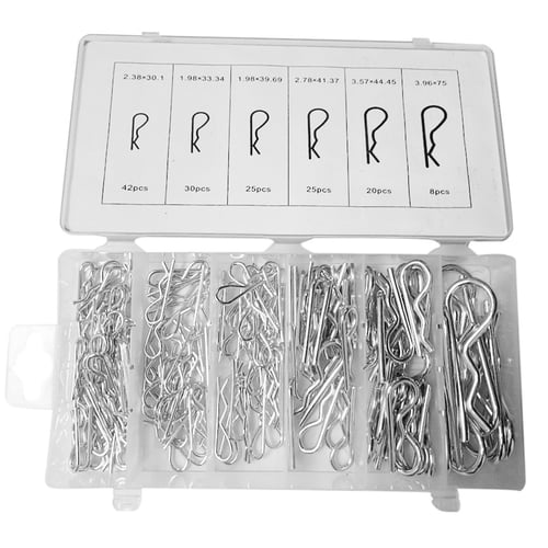 100 PC Industrial Mechanical Hitch Hair R Cotter Pin Tractor Clip Assortment 