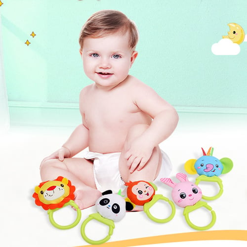 Baby Plush Rattle Newborn Ring Bell Hand Grasp Toys Soft Crib Dolls Hanging Toys 