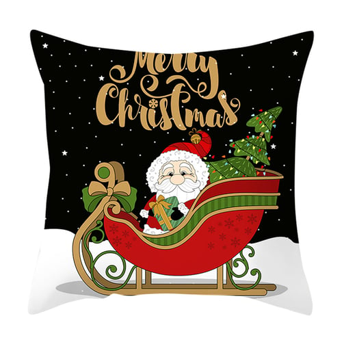Christmas Pillow Case Waist Throw Cushion Cover Sofa Home Santa Tree Pillowcase 