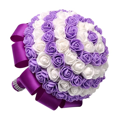 Crystal Foam Roses Artificial Wedding Bouquet Bridal Silk Colourfast Flowers 