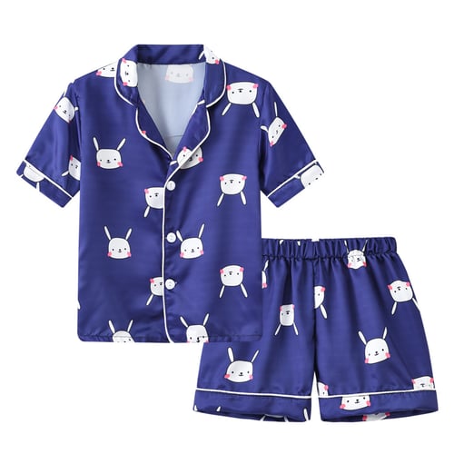 Toddler Kids Baby Boys Girls Rabbit Pajamas Sleepwear T shirt Shorts Set Outfits 