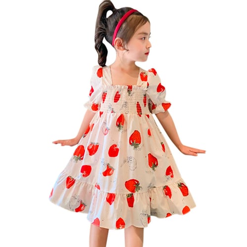 Toddler Baby Kids Girls Floral Rched Summer Dress Princess Dresses Clothes 