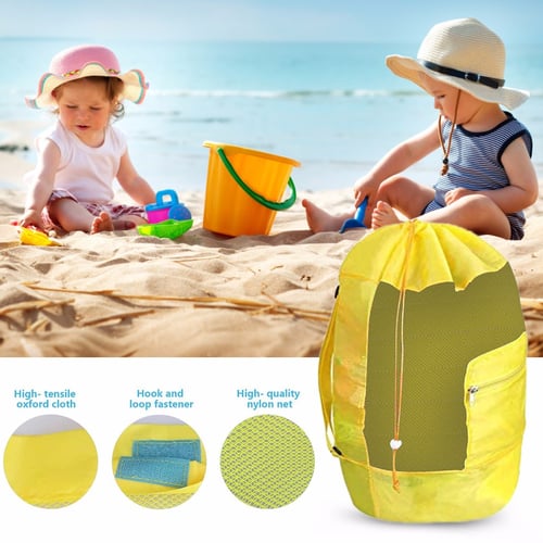 Mesh Beach Bag Foldable Extra Large Beach Toys Shell Bag Sand Proof,Children Toy Storage Bags