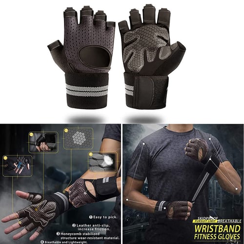 Gym Half Finger WorkOut Gloves Sport Weight Lifting Exercise Fitness Training 