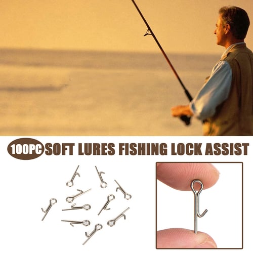 100pcs Fishing Hook Connecting Pins Fixed Lock Assist Soft Lure Bait Tackle 