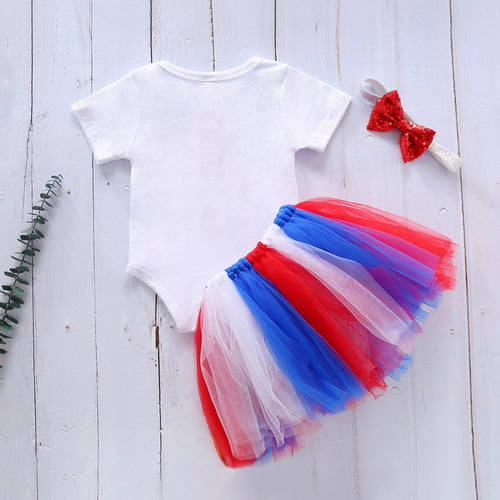 4th of July Newborn Kids Baby Girls Romper Tutu Dress Jumpsuit Clothes Outfits 