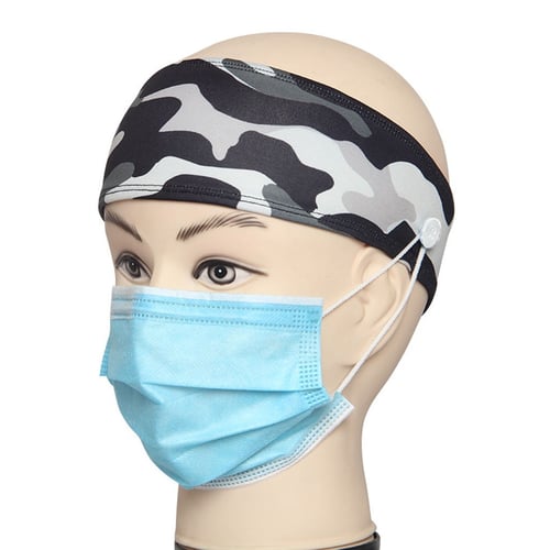 Button Headband Face Holder Wearing Protect Ears Sport Quick Dry Sweat Headband 