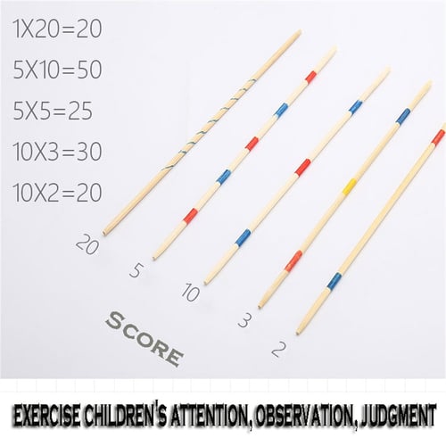 Baby Educational Wooden Traditional Mikado Spiel Pick Up Sticks have Box Game 