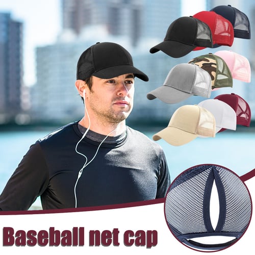 Outdoor Unisex Baseball Mesh Cap Open Back Solid Color Sun Hat Cap 