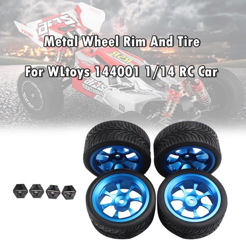 4Pcs RC Car Front Tyre Wheel Rim Tire Set for WLTOYS 144001 4WD RC Buggy 