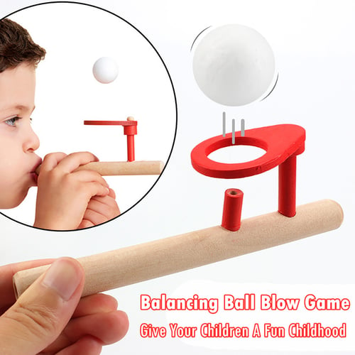 Foam Ball Floating Ball Game Blowing Balls Games Wooden Pipe Balance Blow Toy 