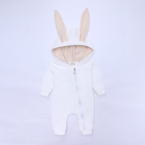 Toddler Baby Girls Boys Cartoon Rabbit Ear Hooded Romper Jumpsuit Outfits