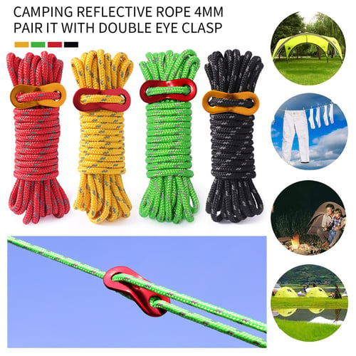 4mm Reflective With Hooks Wind Rope Luminous Paracord Ropes Tent Accessories 